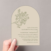 Olive Tree Branch, Rustic & Minimalistic Wedding アクリル招待状 (インサイチュ (ポータブル))