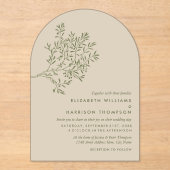 Olive Tree Branch, Rustic & Minimalistic Wedding アクリル招待状 (正面)