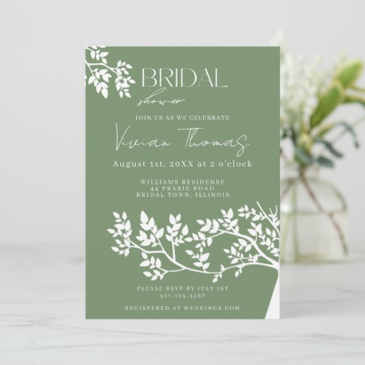 Olive Tree Mediterranean Bridal Shower 招待状 (スタンド正面)