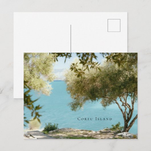 Olive trees and Ionian sea, Kassiopi, Corfu island ポストカード (正面/裏面)