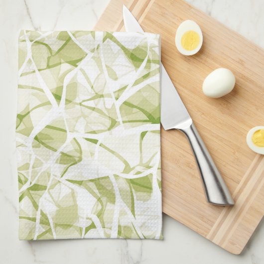 olive-white abstract fashionable modern pattern キッチンタオル (四つ折り)
