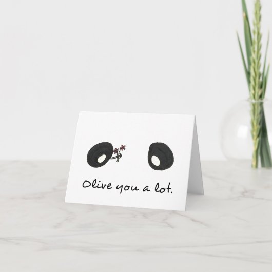 Olive You A Lotly, hand drawn greeting card カード (正面)