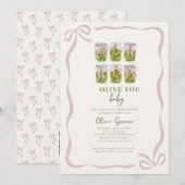 Olive You Baby Coquette オリーブジャー ベビーシャワー  招待状 (正面/裏面)
