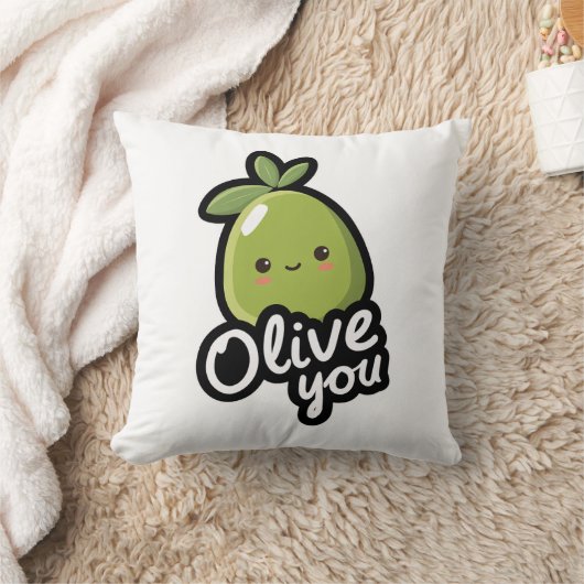 Olive You – Cute Kawaii Olive Pun Design クッション (ブランケット)