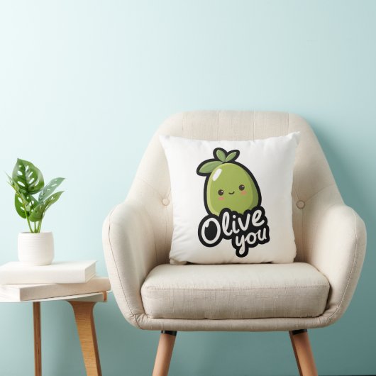 Olive You – Cute Kawaii Olive Pun Design クッション (椅子)