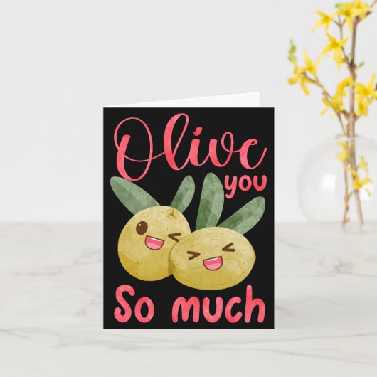 Olive You So Much Funny Food Pun Baby  カード (黄色い花)