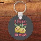 Olive You So Much Funny Food Pun Baby  キーホルダー (正面)
