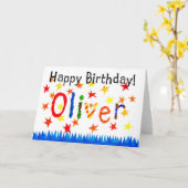 'Oliver'誕生日カード カード (黄色い花)