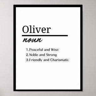 Oliver、Boy パーソナライズされた Name Definition ポスター