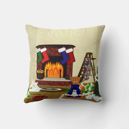 Oliver Decorates for Christmas クッション (裏面)