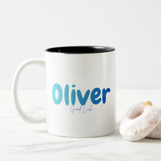 Oliver Name Gift - Good Luck - Personalized Design ツートーンマグカップ