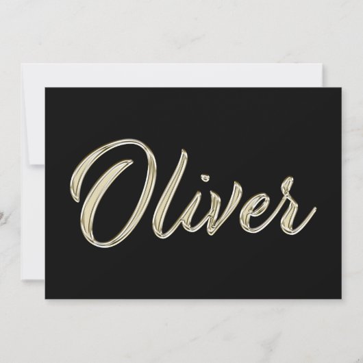 Oliver Name white gold Handwriting Karte カード (正面)