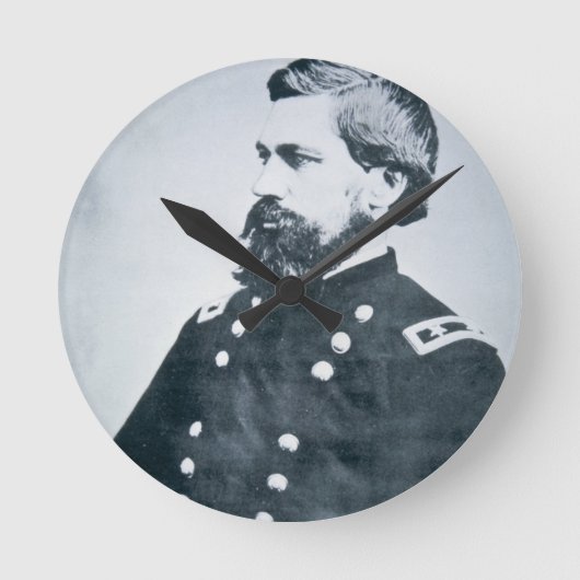 Oliver Otis Howard (写真b/w) ラウンド壁時計 (正面)