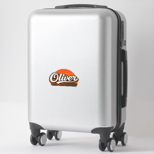 Oliver Retro Sunset Personalized Name Design シール (スーツケース)