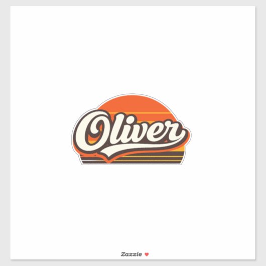 Oliver Retro Sunset Personalized Name Design シール (シート)
