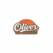 Oliver Retro Sunset Personalized Name Design シール (正面)