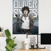 Oliver Sykes Illustration – Rock Star Portrait Art ポスター (ホームオフィス)