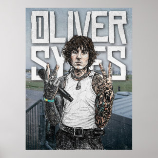 Oliver Sykes Illustration – Rock Star Portrait Art ポスター
