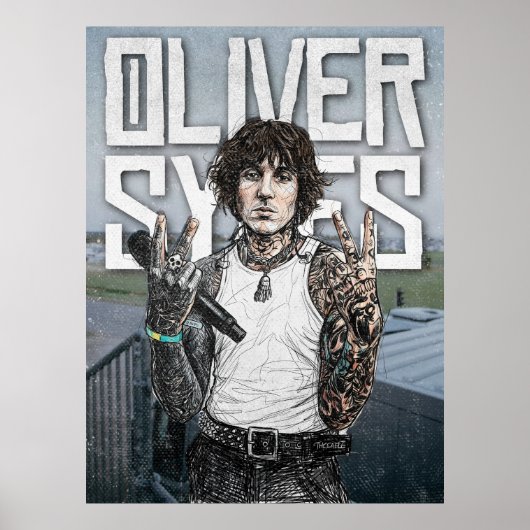 Oliver Sykes Illustration – Rock Star Portrait Art ポスター (正面)
