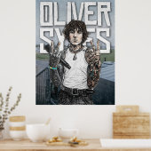 Oliver Sykes Illustration – Rock Star Portrait Art ポスター (キッチン)