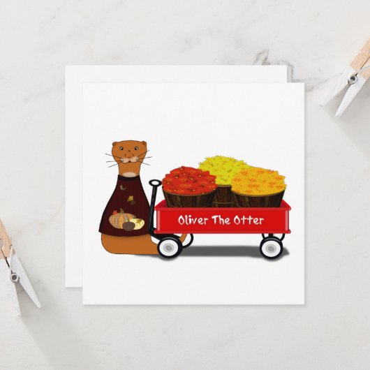 Oliver The Otter Gets Ready For Autumn カード (正面/裏面インサイチュ)