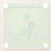 Oliver The Otter Picking Shamrocks – 聖パトリック ガラスコースター (裏面)