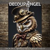 Oliver the Steampunk Owl - Decopage - 薄葉紙