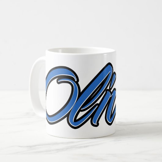 Oliver Vorname Name blue Tasse Kaffeetasse コーヒーマグカップ (正面左)