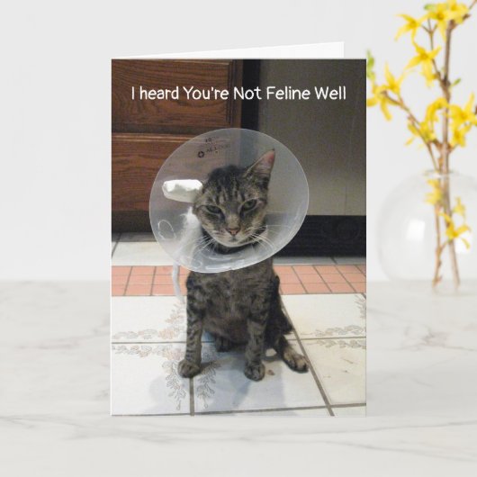 Oliver's Feline Well - Cat Get Well Card カード (黄色い花)