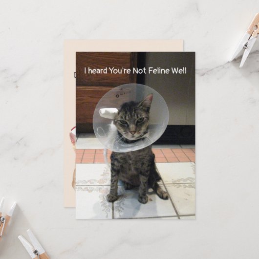 Oliver's Feline Well - Cat Get Well Flat Card カード (正面/裏面インサイチュ)