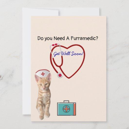 Oliver's Feline Well - Cat Get Well Flat Card カード (裏面)