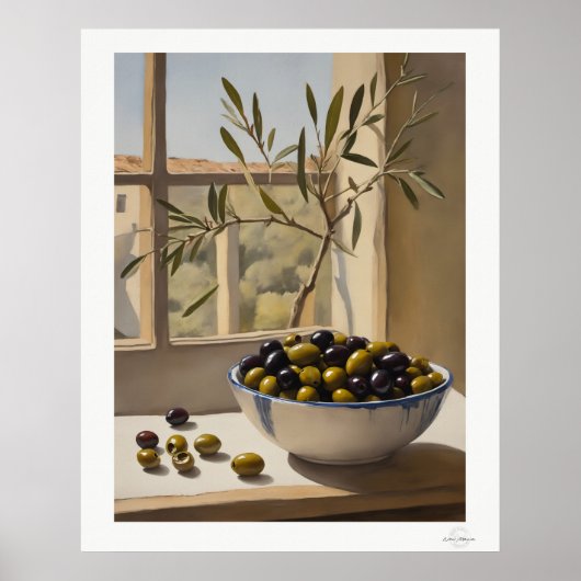 Olives Still Life by Window Poster ポスター (正面)