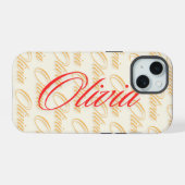 Oliviaネームパターンデザイン iPhone 15ケース (裏面横)