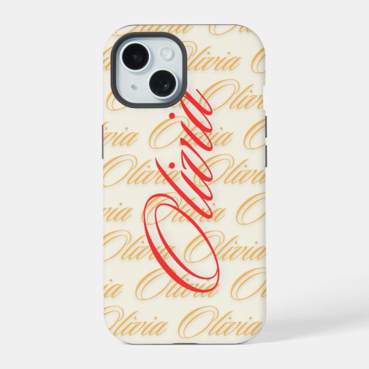 Oliviaネームパターンデザイン iPhone 15ケース (裏面)