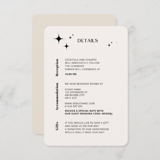 OLIVIAモダンアイボリー天囲いカード エンクロージャーカード (正面/裏面)