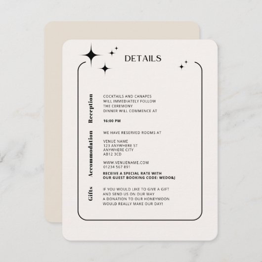 OLIVIAモダンアイボリー天囲いカード エンクロージャーカード (正面/裏面)