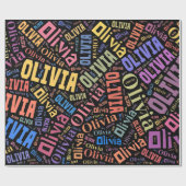 Olivia名文字デザイン – 背景の変更 ラッピングペーパー (フラット)