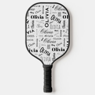Olivia オリジナル 名前 ブラック ホワイト ピックルボールラケット