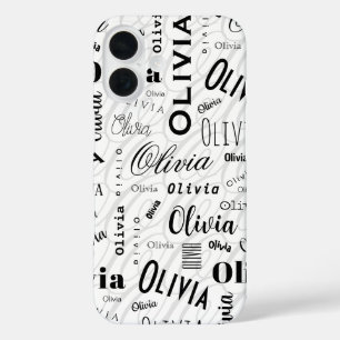 Olivia オリジナル 名前 ブラック ホワイト iPhone 16ケース