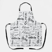 Olivia オリビア 名入れ ブラック ホワイト エプロン (正面)