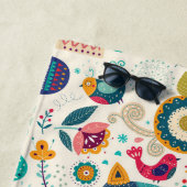 OLIVIA – ガールズネームギフト – COZYフォークアートCAT ビーチタオル (インサイチュ)