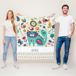 OLIVIA – ガールズネームギフト – COZYフォークアートCAT フリースブランケット