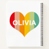 Olivia レトロ ヴィンテージ ハート 名前 ノートブック (裏面)