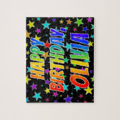 「OLIVIA」名、おもしろい「ハッピーバースデー」 ジグソーパズル (縦)