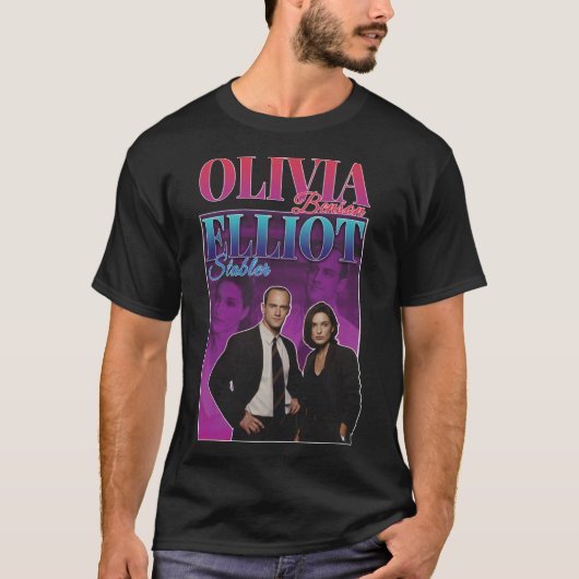 Olivia Benson &amp; Elliot Stabler 90s インスパイア Vi Tシャツ (正面)