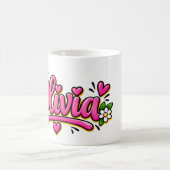 Olivia Coffee Mug, Personalized Olivia Name Cup コーヒーマグカップ (中央)