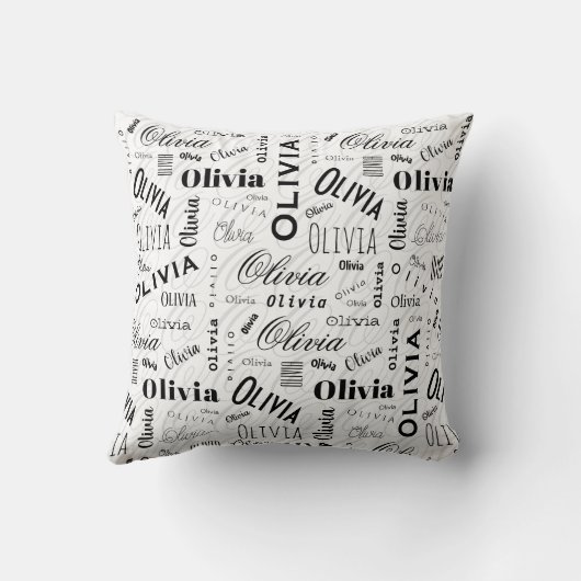 Olivia Custom Name Black White クッション (裏面)