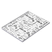 Olivia Custom Name Black White  ノートブック (左側)