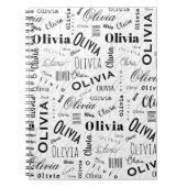 Olivia Custom Name Black White  ノートブック (正面)