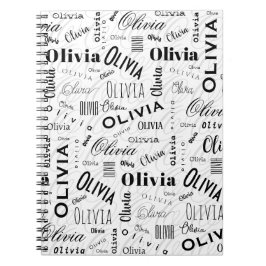 Olivia Custom Name Black White  ノートブック